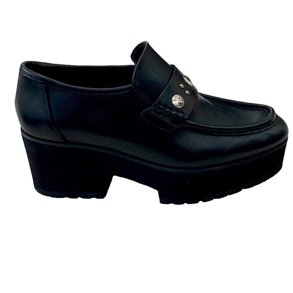 MAJE Studded Leather Platform Loafers - Picture 12 of 13